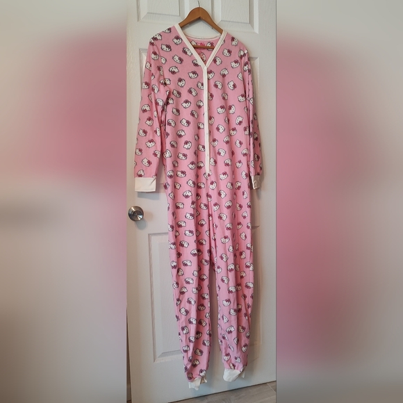 Pink Hello Kitty Adult Onesie Pajamas - Picture 1 of 6